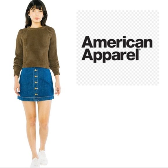 American Apparel Jeans blue button front skirt - Picture 1 of 6